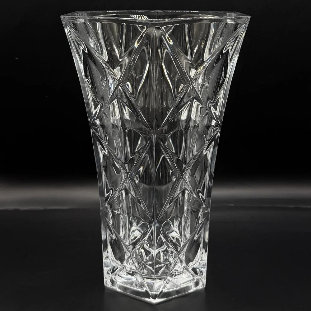 Vintage Echt Bleikristall Hexagon Lead Crystal Vase 24% PbO - West‎ Germany